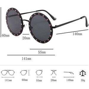 Rhinestone Sunglasses Round Circle Frame UV400 Protection Fashion Shades‎ Lentes